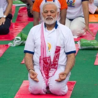 International Yoga Day Live Updates: Prime Minister Narendra Modi performing yoga at SKICC in Srinagar on Friday.
